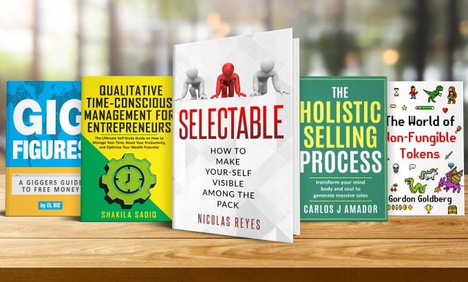 Business and personal-growth books arranged on a desk