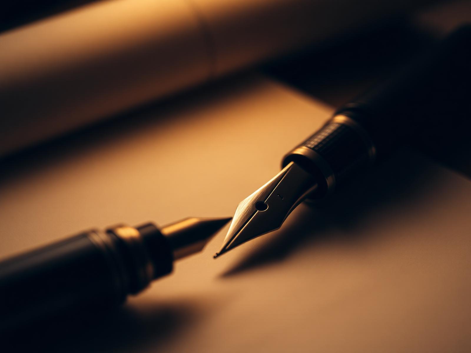 Fountain pen on manuscript